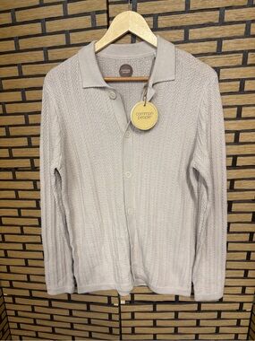 Common people tan button up sweater men size small